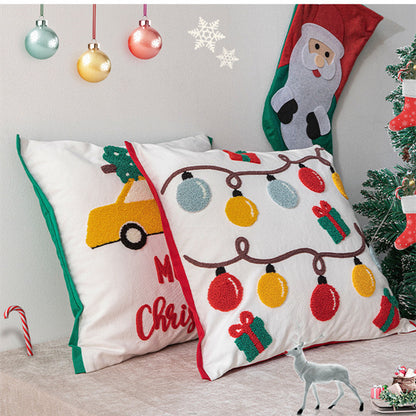 Christmas Embroidered Cotton Pillowcase